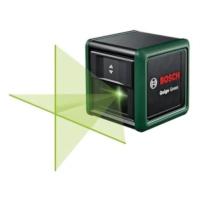 Imagen de Bosch nivel láser de líneas cruzadas Quigo verde con trípode (láser para mejor visibilidad, carcasa plástico reciclado, en caja e commerce)