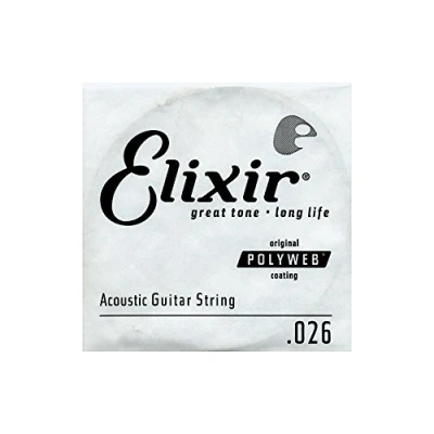 Imagen de Cuerda de guitarra acústica individual Elixir® Strings bronce en proporción 80/20 con recubrimiento POLYWEB® (.026)