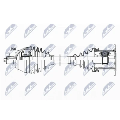 Imagen de NTY NPW AU 034 Árbol de transmisión Eje delantero, derecha 475 VOLKSWAGEN: Phaeton