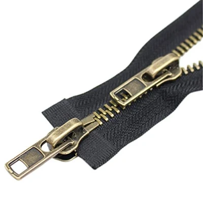 Imagen de ByaHoGa 65 cm #8 Cremalleras Metal Doble Deslizador Separable Negro Cremallera Metálica Dirección para Jackets (TW Latón Antiguo)