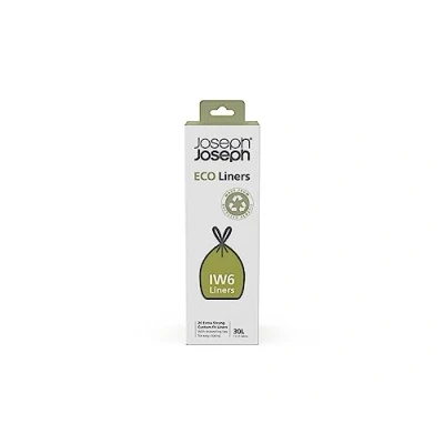 Imagen de Joseph IW6 Bolsas ecológicas en plástico reciclado, de basura cocina con cordón, Extra Resistentes Paquete 20, Capacidad 30 Litros, Gris