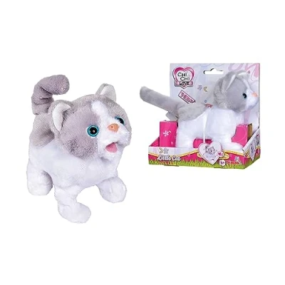 Imagen de Simba 105893453 ChiChi Love Little Cat, corre y se mueve con la cola, gato de peluche, función, sonido, adecuado para niños mayores 5 años, 15 cm, plásticoAus