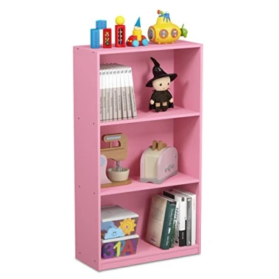 Imagen de Furinno Estantería Básica De 3 Niveles para Estantería, Rosa