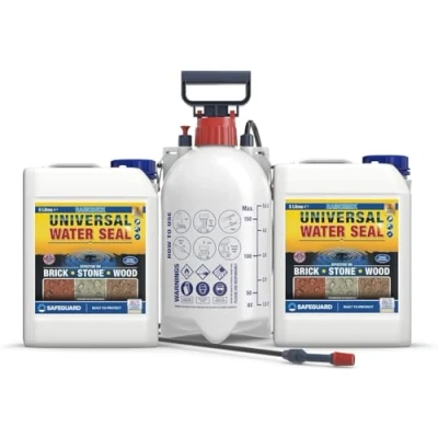 Imagen de Raincheck Impermeabilizante Hidrofugante para Madera, Piedra y Ladrillo 5L x 2 + Pulverizador Transpirable, Transparente Listo Usar sobre Terrazas Paredes