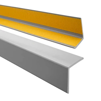 Imagen de QUEST perfil de ángulo 40 x mm, plástico goma PVC, autoadhesivo, protector cantos, protección bordes elástica, esquinas, gris, 200 cm