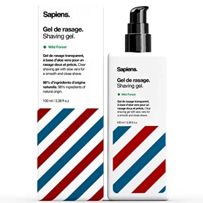 Imagen de Sapiens Barber Shop Gel de Afeitar Transparente Hombre 97% Natural Fabricado en Francia Con Aloe Vera para un afeitado óptimo y preciso del contorno la barba 100 ml