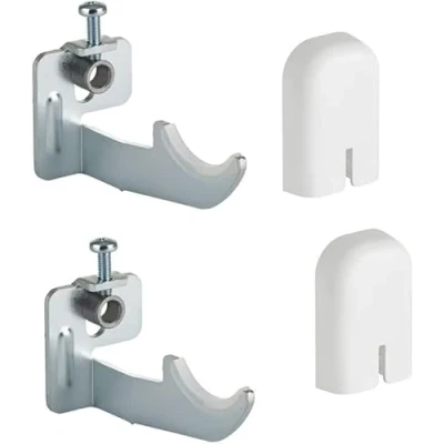 Imagen de 1 par de Soportes Pared para radiadores Aluminio con Ajuste Vertical Tapa en ABS Blanco y aislantes plástico Carga máxima 50 kg por fijación 2 Piezas