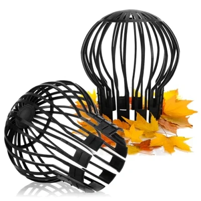 Imagen de com four® 2X Protección de canalón para bajantes bajante Hojas, Ramas, Aprox. Ø 13,2 x 14,5 cm (02 Piezas)