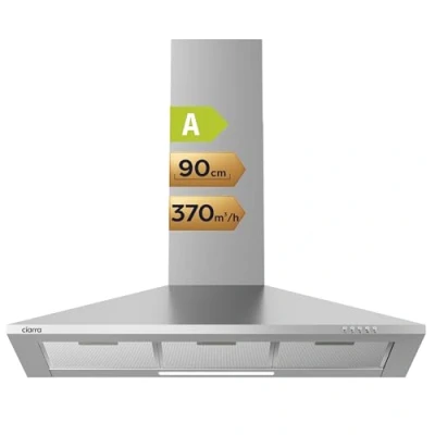 Imagen de CIARRA CAS9201A Campana Extractora Cocina 90cm 370m3/h 3 Velocidades Clase A Recirculación Acero Inox