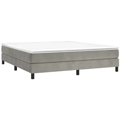 Imagen de vidaXL Estructura de Cama, Somier Matrimonio Listones, Base Cama Tapizada, Mueble para Dormitorio Hogar, Terciopelo Gris Claro 180x200 cm