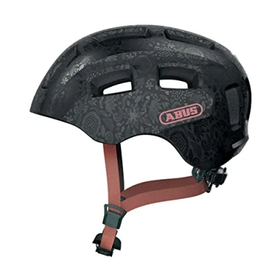 Imagen de ABUS Casco de bicicleta Youn I 2.0 con luz para niños, adolescentes y jóvenes niñas niños negro estampado flores, talla S