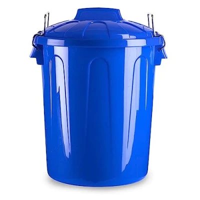 Imagen de AC Cubo de basura con asa metálica 21L para exterior e interior almacenaje Fabricado en plástico Resistente. Ideal el hogar, trabajo, hostelería, etc. Color Azul