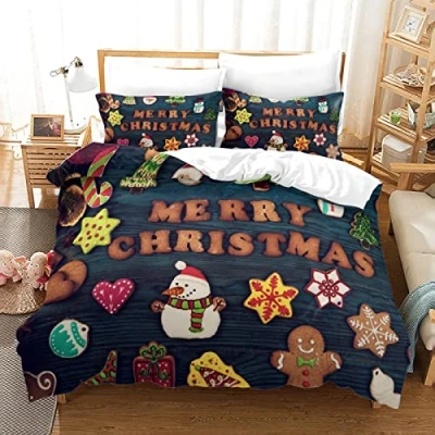 Imagen de BluvLy Microfibra Fundas Nórdicas Cama 150 + 2 De Almohada 40X75 Navidad Navideñas Navideña Cómodo Y Duradero 220X240Cm