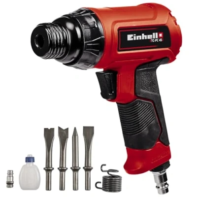 Imagen de Einhell Cinceladora neumática TC PC 45 Set (incluye juego de cinceles 120 mm 4 piezas, accesorio para usar como martillo agujas, botella aceite, boquilla, muelle tensor)