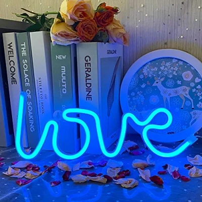 Imagen de UExnkj Y Love Neon luz de Neón Azul Letrero para Decoración Pared USB o Lámpara Funciona con Pilas, Fiestas,Decoración Habitación
