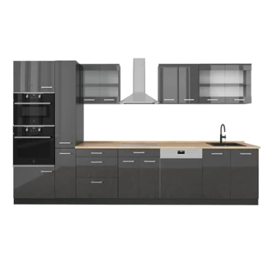 Imagen de Vicco Mueble de cocina &quot;R Line&quot;, Antracita brillo intenso/antracita, 350 cm sin encimera