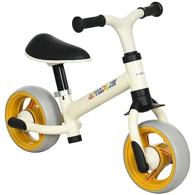 Imagen de AIYAPLAY Bicicleta sin Pedales para Niños de 18 48 Meses Equilibrio con Asiento Ajustable en Altura Carga 25 kg 66,5x34x47 cm Blanco y Naranja