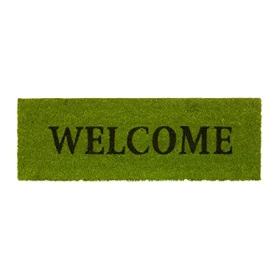 Imagen de Relaxdays Felpudo Entrada Welcome, Alfombrilla Antideslizante 1,5x75x25 cm, Fibra de Coco y PVC, Verde