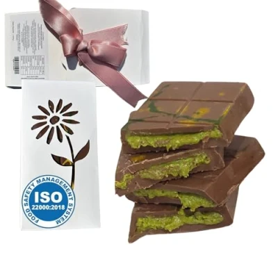 Imagen de LUXURY BITES chocolate Dubai con pistacho, 210 g, hecho a mano en Bélgica, kadayif
