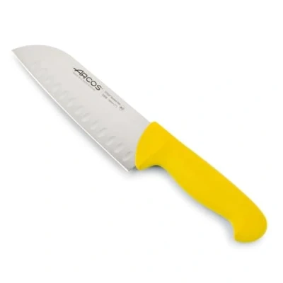Imagen de Arcos Serie 2900 Cuchillo Santoku con Alveolos Hoja de Acero Inoxidable NITRUM 180 mm Mango inyectado en Polipropileno Color amarillo