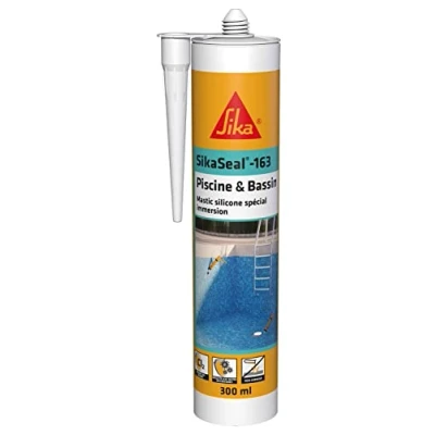 Imagen de SIKA Sellador de Silicona Especial inmersión SikaSeal 163 Piscina &amp; Cuenca Blanca Juntas para Piscinas y Zonas sumergidas Resistente al Cloro 300 ml