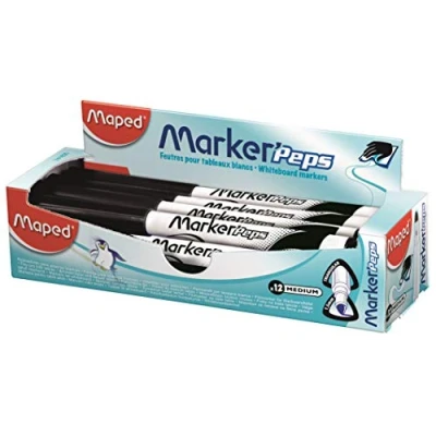 Imagen de Maped Marker&#039;Peps Rotuladores de pizarra y cuadros blancos Marcadores no permanentes Punta media 1,5 mm Negro