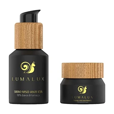 Imagen de LUMALUX serum Facial Baba Caracol 98% Bio 50 ml y Crema de 75% acido hialuronico Antiedad, Antiojeras, Regeneradora