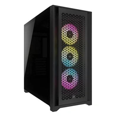 Imagen de Corsair Semitorre iCUE 5000D RGB Airflow, 3 Ventiladores AF120 Elite Controlador Lighting Node Pro Diseño de Alto Flujo Aire Negro