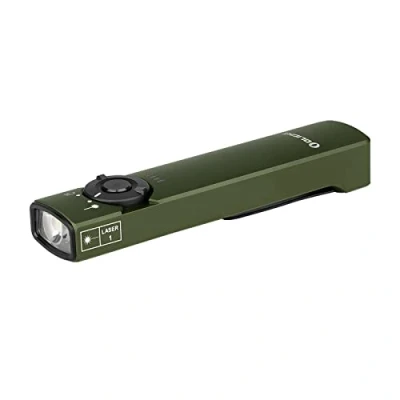 Imagen de OLIGHT Arkfeld Doble Fuente de Luz Recargable EDC Linterna，Combinación Haz Verde y LED Blanco, Adecuado para al Aire Libre, el Trabajo Emergencia (Negro Blanco Frío)