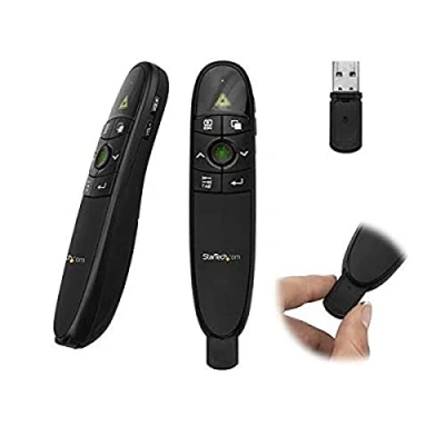Imagen de StarTech.com Mando a Distancia para Presentaciones Inalámbrico con Puntero Láser Verde 27m Clicker USB Presentaciones, negro