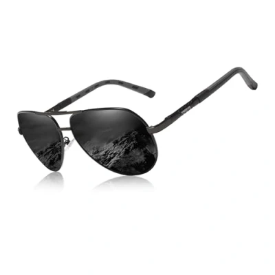 Imagen de KINGSEVEN Gafas de Sol Polarizadas Clásicas Aviador Militar para Hombre, Estilo Retro Vintage con Bloqueo UV K725 (Gris/Negro)