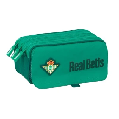 Imagen de Safta REAL BETIS BALOMPIÉ Portatodo Triple Big Reciclado, Estuche Infantil, Niño, Ideal para Niños en Edad Escolar, Cómodo y Versátil, Calidad Resistencia, 21.5x8x10 cm