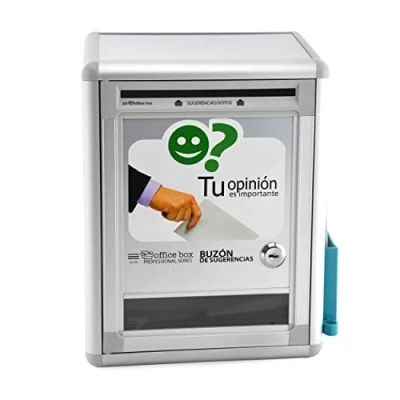 Imagen de Buzón de Sugerencias y Urna Votaciones en Aluminio Incluye Porta Notas Fácil Instalación con Tacos Tornillos Incluidos Solución Versátil para Feedback by Office Box