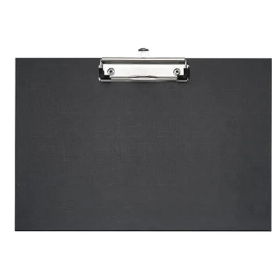Imagen de VELOFLEX 4817980 Portapapeles horizontal, DIN A4, 1 pieza, negro, placa de escritura con abrazadera metal y ojal para colgar