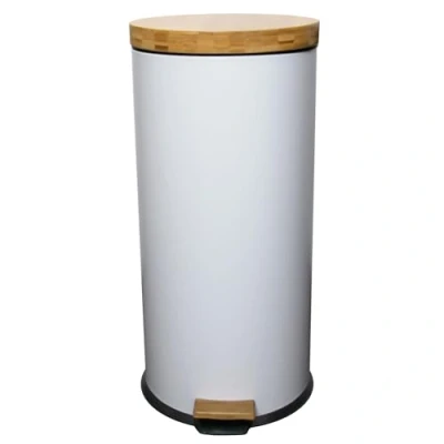 Imagen de KITCHEN MOVE Cubo de Cocina Pedal 30 L Forest, Acier inoxydable, Blanco, Blanca, 29 cm