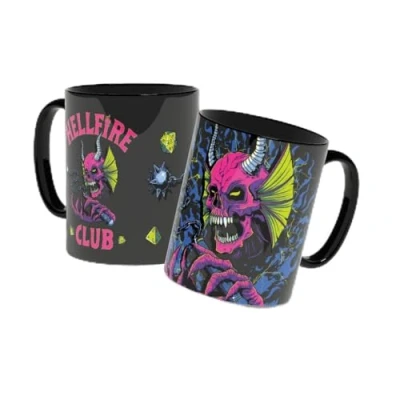 Imagen de Konix Stranger Things Taza termorreactiva 320 ml Motivo Hellfire Club Negro