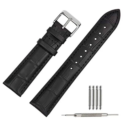 Imagen de Tstrap Reloj Correa Cuero 20mm Reemplazo de Suave Negra Deportiva para Hombre Mujer Hebilla Cierre Pulsera Relojes Inteligentes 14mm 16mm 18mm 19mm 21mm 22mm 23mm 24mm