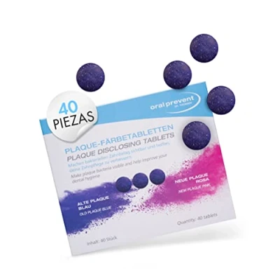 Imagen de ORAL PREVENT tabletas colorantes de placa dentales para niños/adultos masticables colorante sin eritrosina 40 piezas