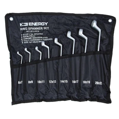 Imagen de ENERGY NE01001SK8 Kit llaves estrella de dos bocas 6x7, 8x9, 10x11, 12x13, 14x15, 16x17, 18x19, 20x22 mm 8 Acero cromo vanadio