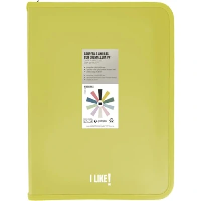 Imagen de Grafoplas Carpeta Anillas a4 con Cremalleras A4+, Amarilla, 4 25mm, Incluye Compresor Plástico, Colección Papeleria Like, Material Polipropileno, Perfecto Escolar