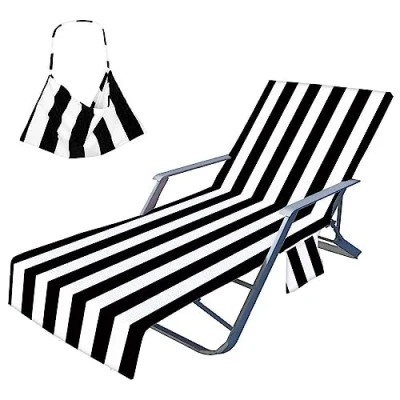 Imagen de Fansu Toalla para Tumbona de Playa, Microfibra Cubierta la Silla Playa con Bolsillos Laterales, Toallas Fundas Tumbona, Viaje, Baño(75x210 cm)