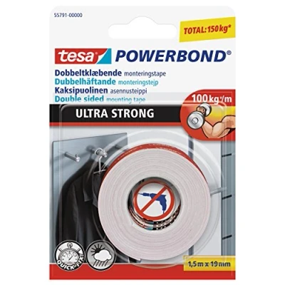 Imagen de Tesa UK Powerbond Cinta adhesiva de doble cara espuma ultra fuerte (1,5 m x 19 mm)