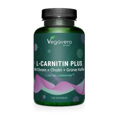Imagen de L CARNITINA COMPLEX CARNIPURE® Café Verde + Vitaminas B Cromo PRE WORKOUT PARA la Figura ALTA concentración Energía Sin Aditivos &amp; Vegano 120 Cápsulas Vegavero®