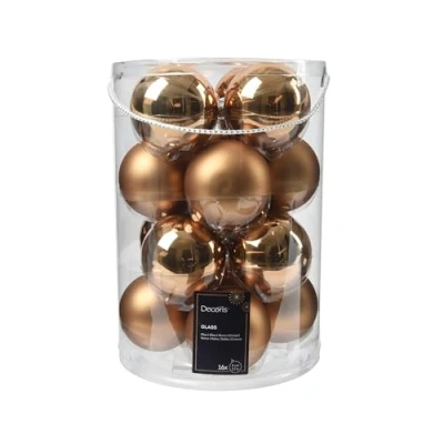 Imagen de Kaemingk bolas de Navidad cristal 8 cm, 16 unidades, mate y brillante, grandes para árbol Navidad, decoración color marrón nuez