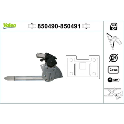Imagen de Valeo Elevalunas Delante, izquierda eléctrico con electromotor sin función de confort 850490 MERCEDES BENZ: Sprinter 4 T Camión plataforma/Chasis