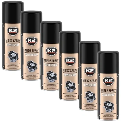 Imagen de K2 Lubricante de Cobre en Spray Pack 6 Cooper Grasa Ideal para Componentes Expuestos a Altas Temperaturas 400 ml