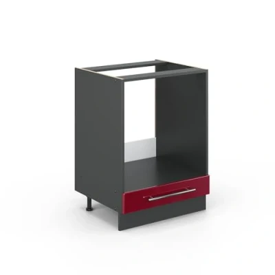 Imagen de Vicco Armario para Horno Empotrado Fame Line, Rojo Burdeos Alto Brillo/Antracita, 60 cm sin encimera