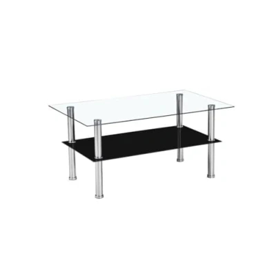 Imagen de S &amp; Saldos y Stocks Mesa de Centro Cristal Templado 2 Niveles, Negro 90x50 cm