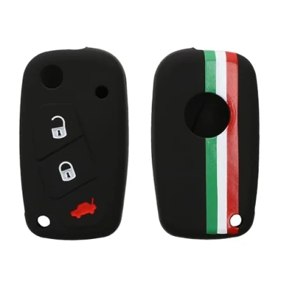 Imagen de kwmobile Carcasa Compatible con Llavero de Fiat Lancia Llave Coche 3 Botones Funda para Mando Silicona Verde/Rojo/Negro