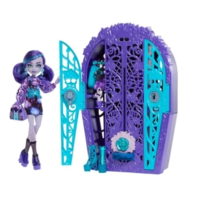 Imagen de Monster High Skulltimate Secrets Jardín misterioso Twyla Conjunto de muñeca y accesorios, armario con más 19 sorpresas para una merienda, incluida ropa muñeca, HYT74